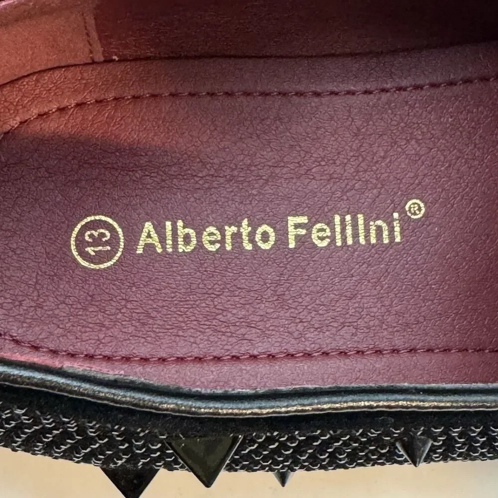 Alberto Fellini Sparko 24 Dress Shoes Men's 13 Loafers Black with Red Sole Spike